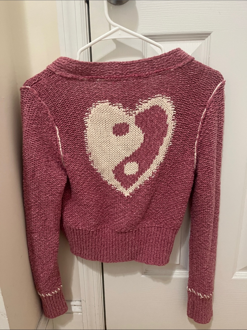 Anthropologie Rose Pink Cropped V-Neck Button Cardigan